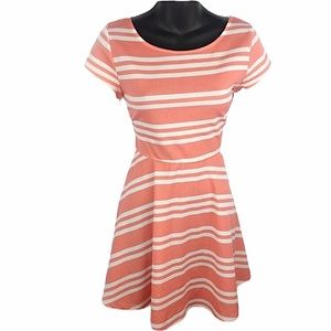 Lovely Day Sun Dress Stripped Peach and White